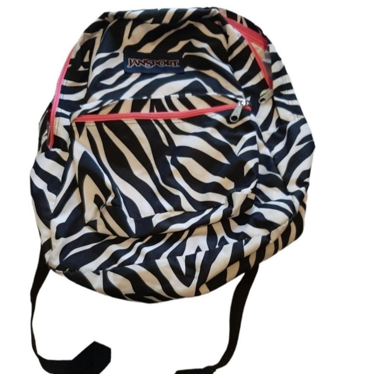 Jansport Backpack Zebra Grey/Black/Pink Bag Animal Print