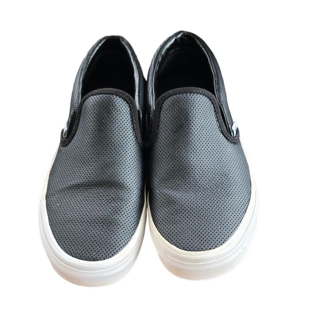 Vans Perforated Leather Black Classic Slip on. Depop