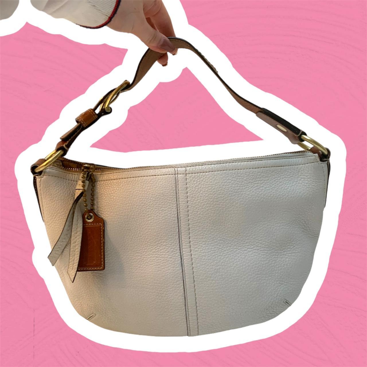 vintage coach old ✨ ivory White bag Coach Vintage Ivory Off White Tan Brown Purse | Depop