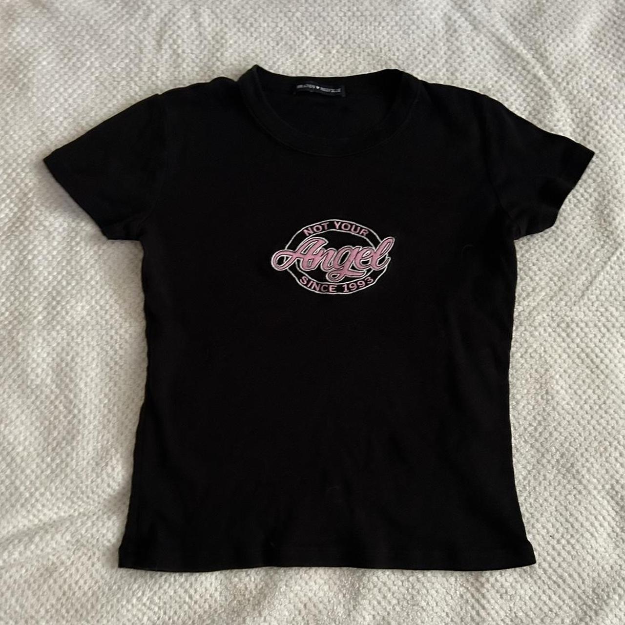 brandy melville black angel tee ☆ size os... Depop