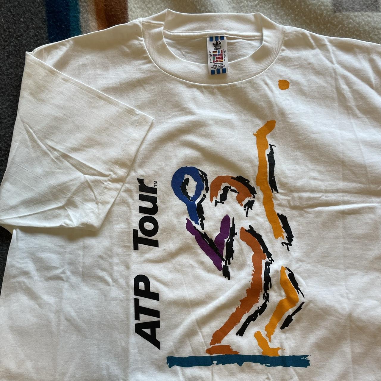 Vintage 90s adidas tennis Tshirt ATP Tour single... - Depop