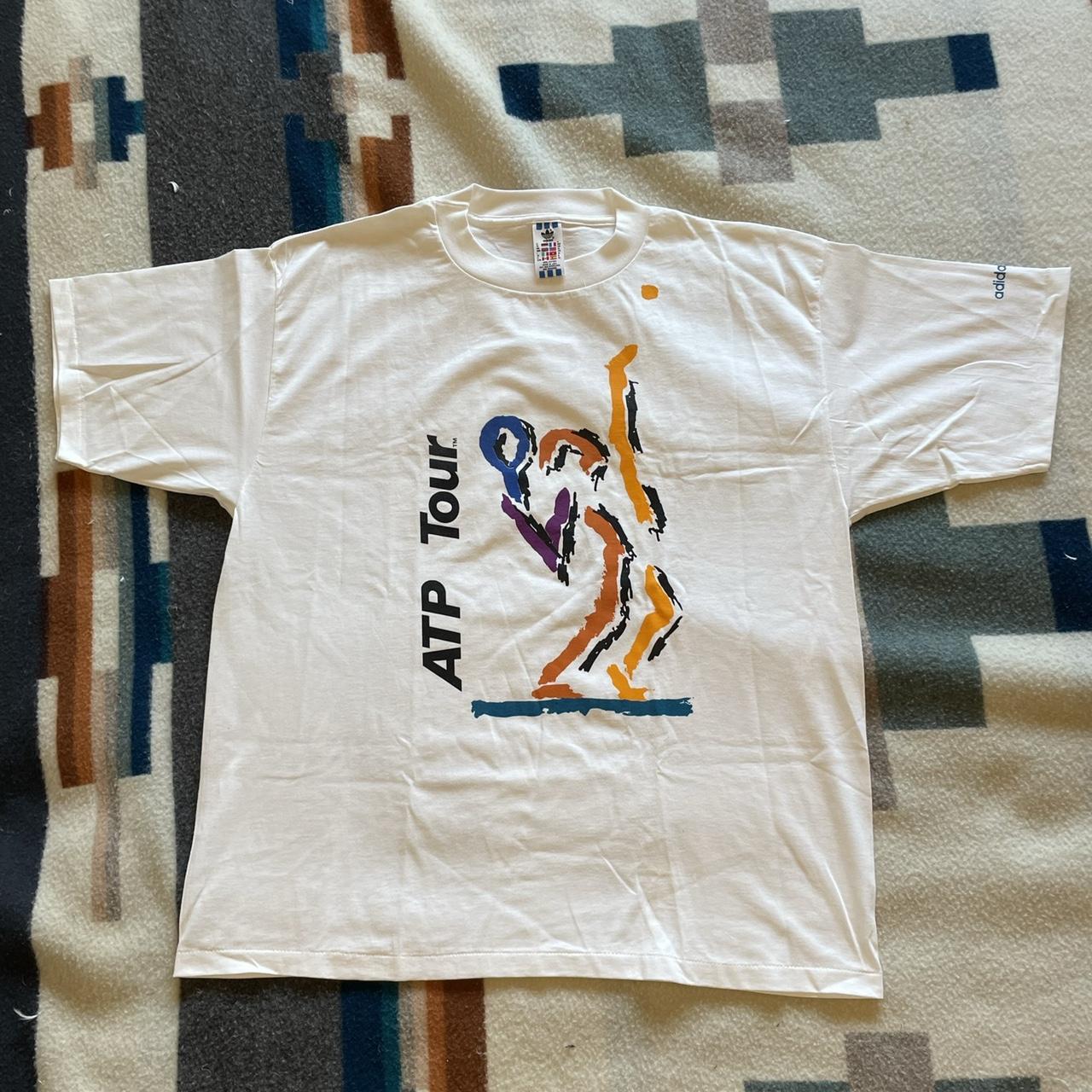 Vintage 90s adidas tennis Tshirt ATP Tour single... - Depop