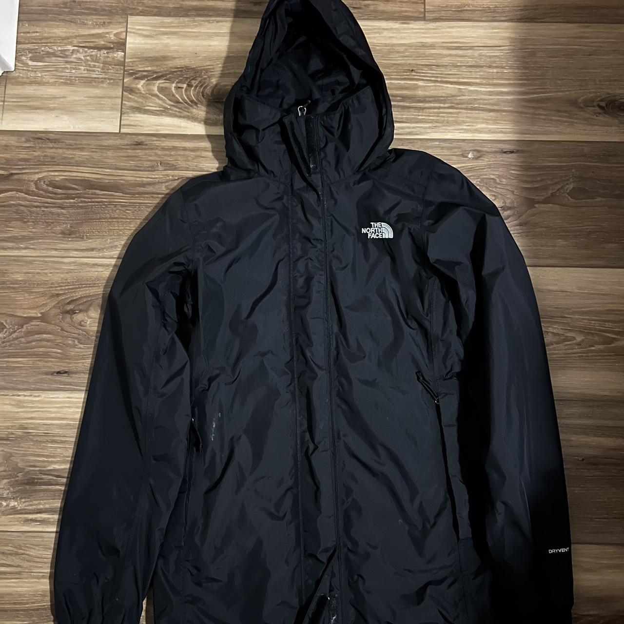 -black north face rain jacket - small stain on... - Depop