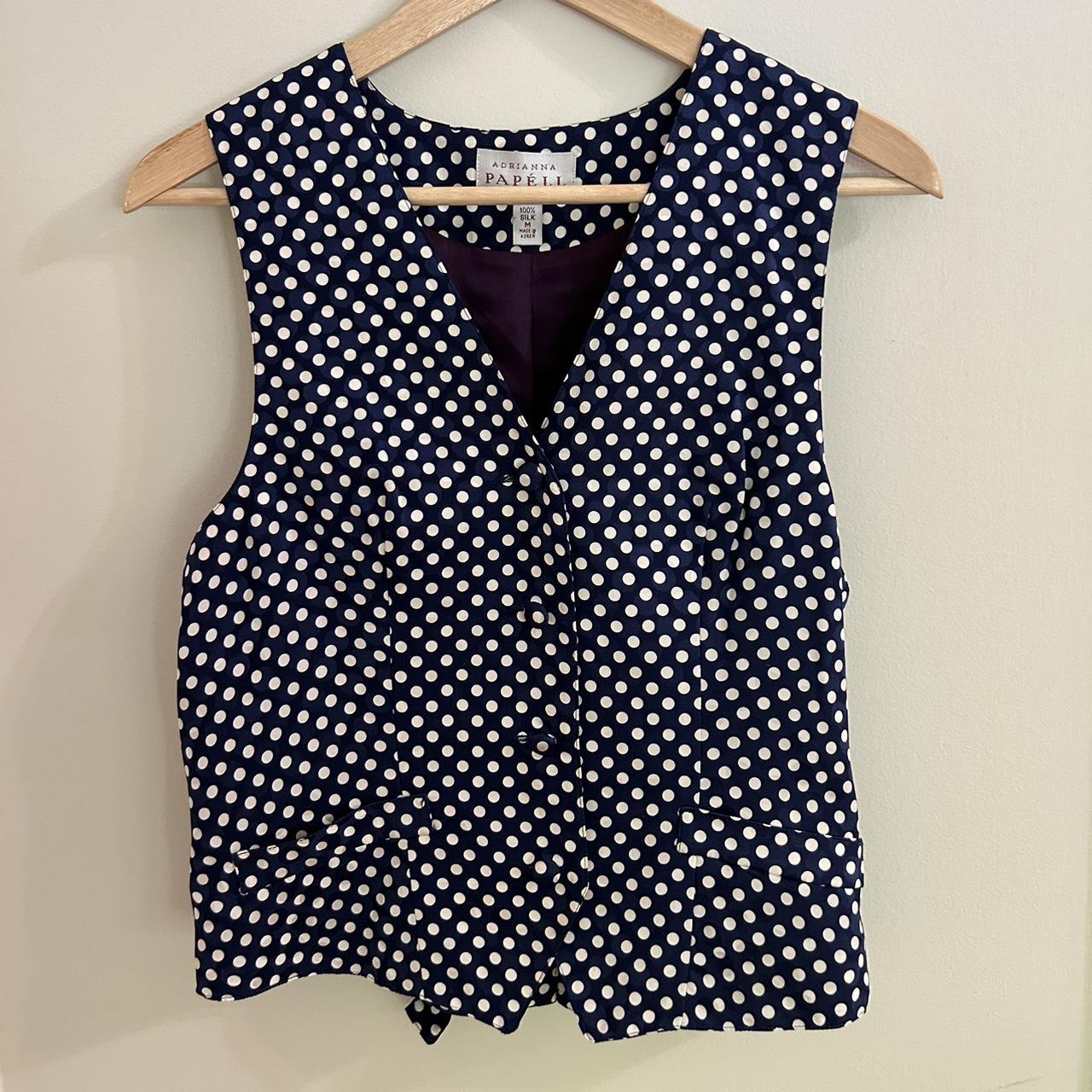 Navy and white polkadot vest Depop payments only Depop