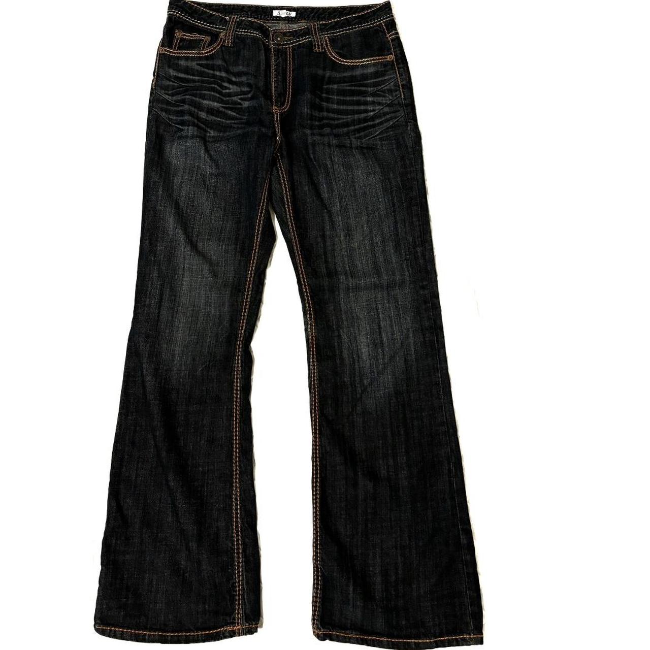 Black Jeans With Orange Stitching Baggy Vintage Jeans Orange