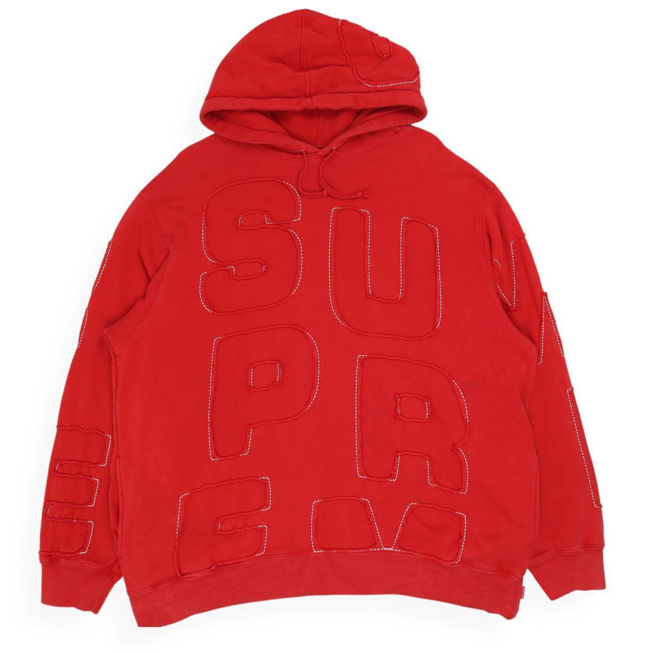 Supreme Cutout Letters Hoodie XL Red Great... - Depop