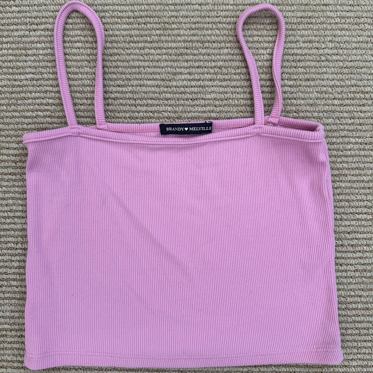 Baby pink tank crop top from Brandy Melville. Fits... Depop