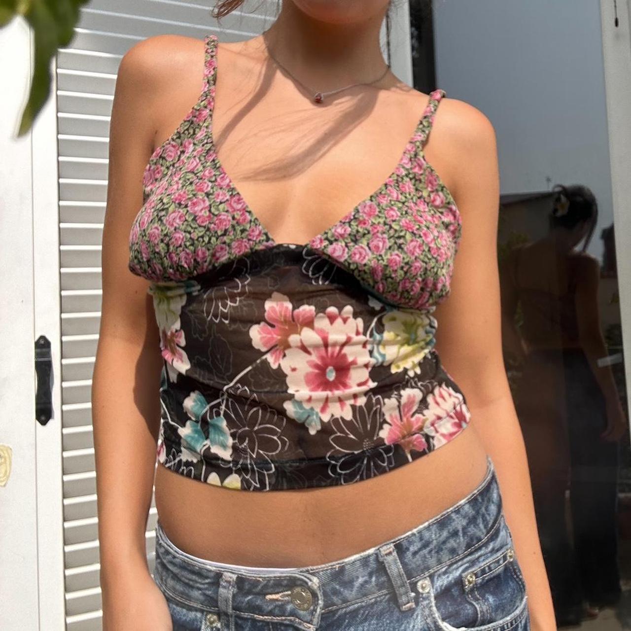 Vintage La Perla floral print semi-sheer mesh | Depop
