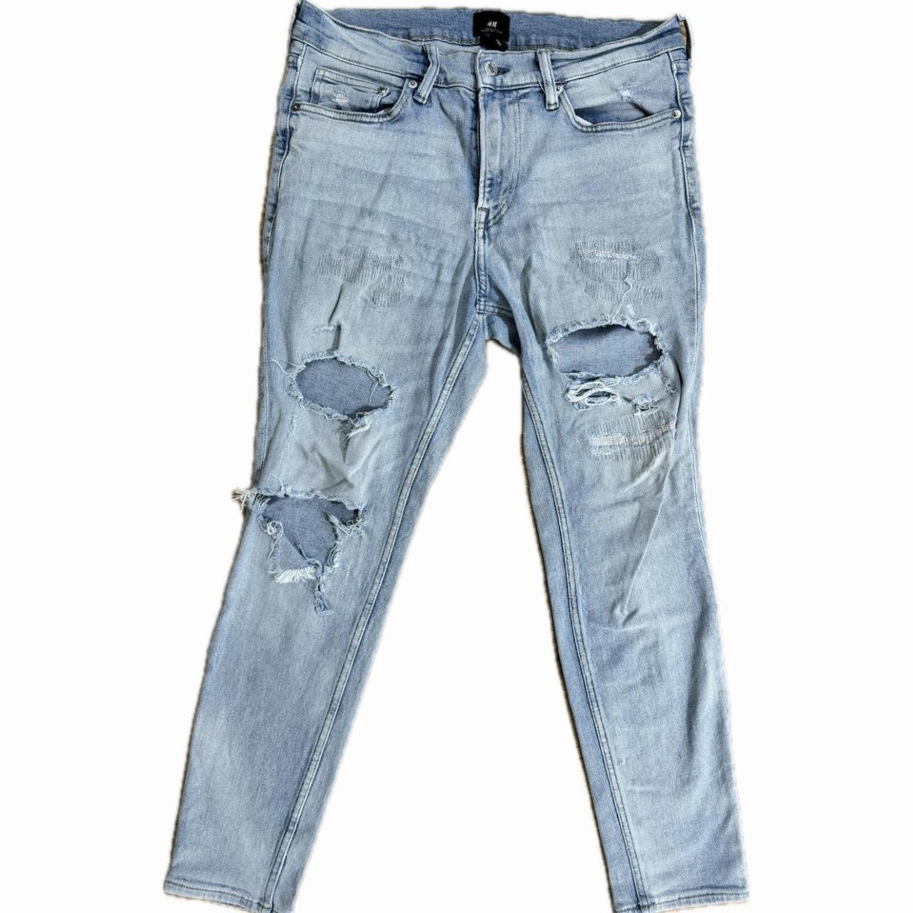 Blue ripped fashion jeans h&m