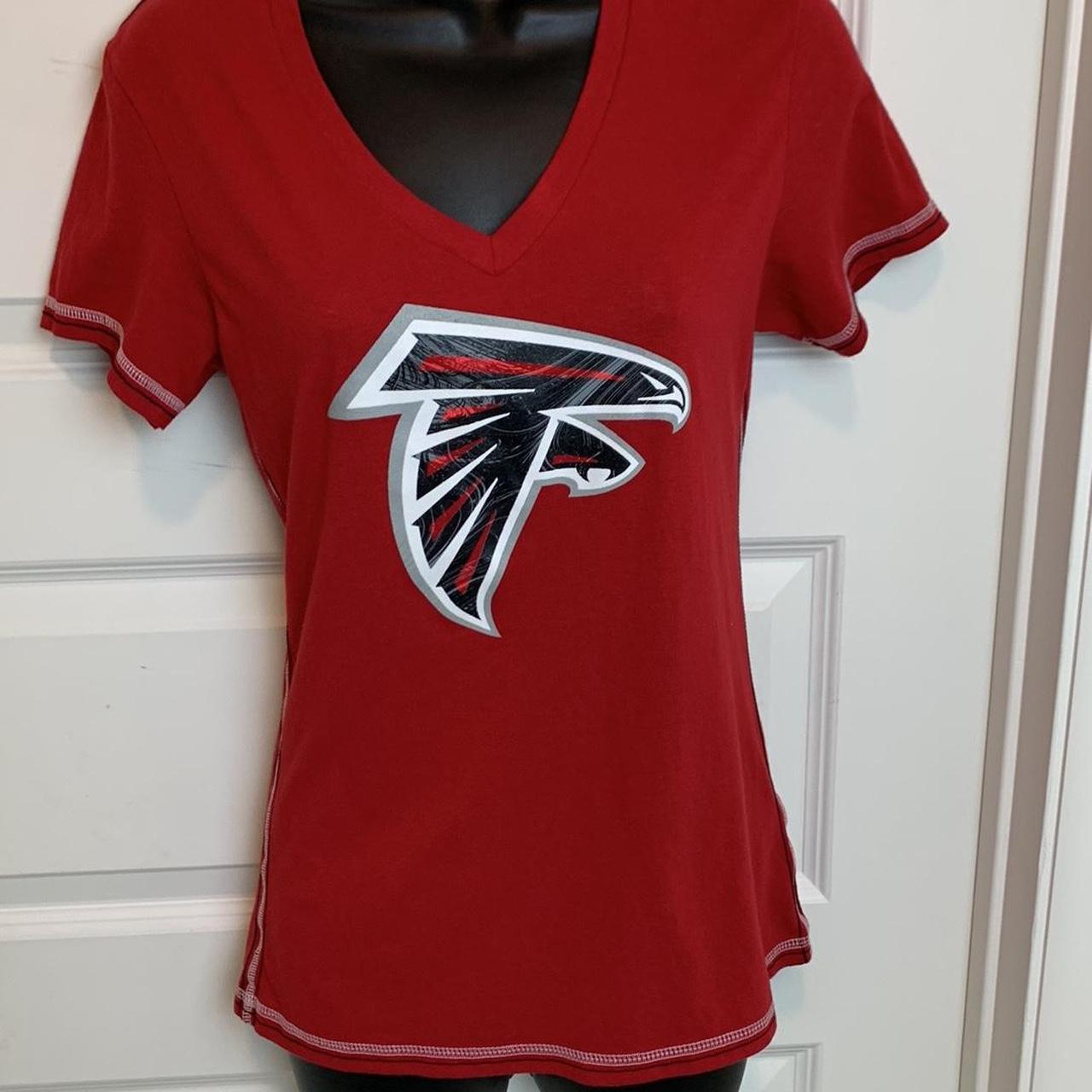 Atlanta Falcons Majestic Women's Lace-Up V-Neck T-Shirt - White/Red, Size: 2XL