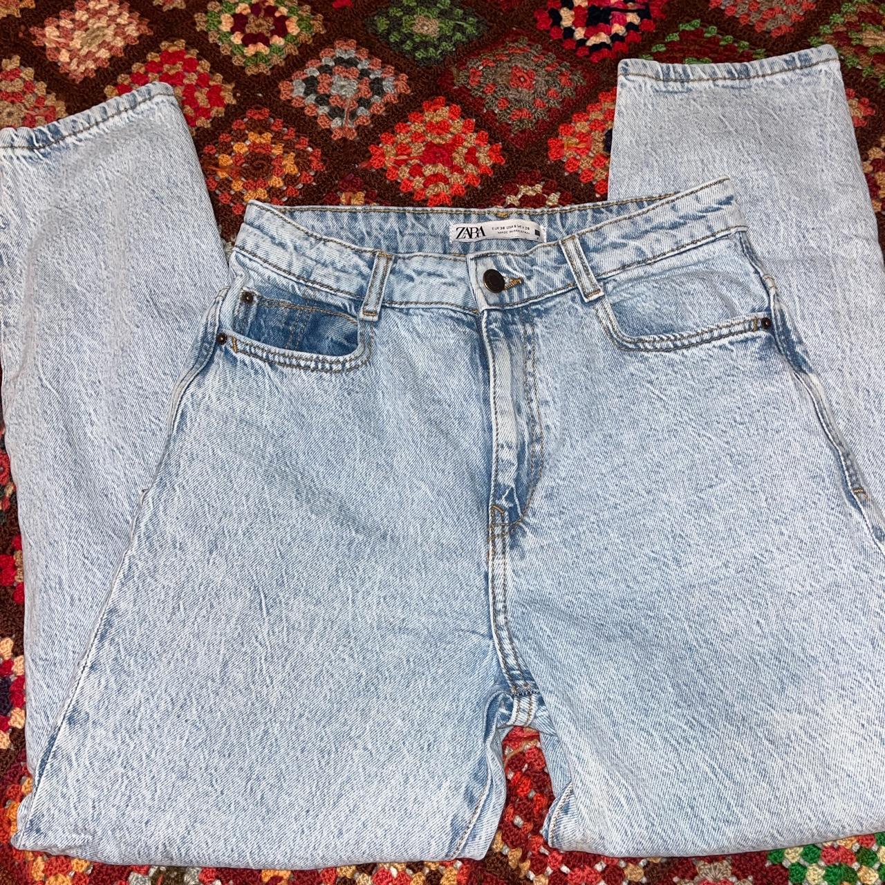 Zara Light wash straight leg jeans Waist 25 Inseam 26 Depop