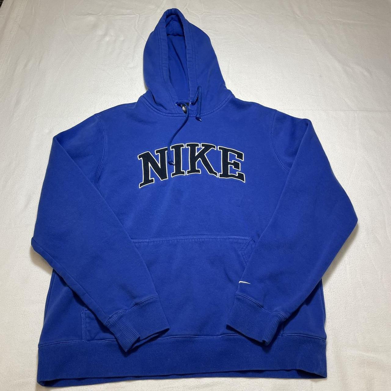 vintage blue Nike spellout hoodie no flaws , good... - Depop
