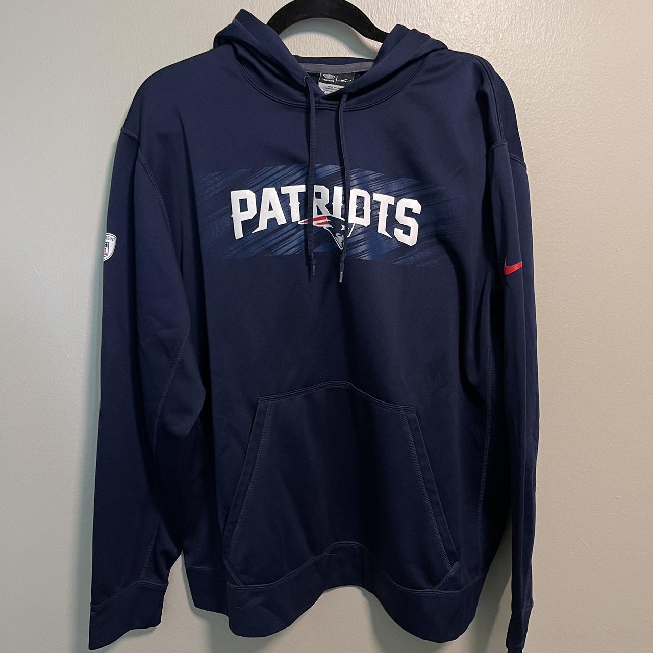 Nike Therma-Fit Navy Blue Patriots Hoodie - Depop