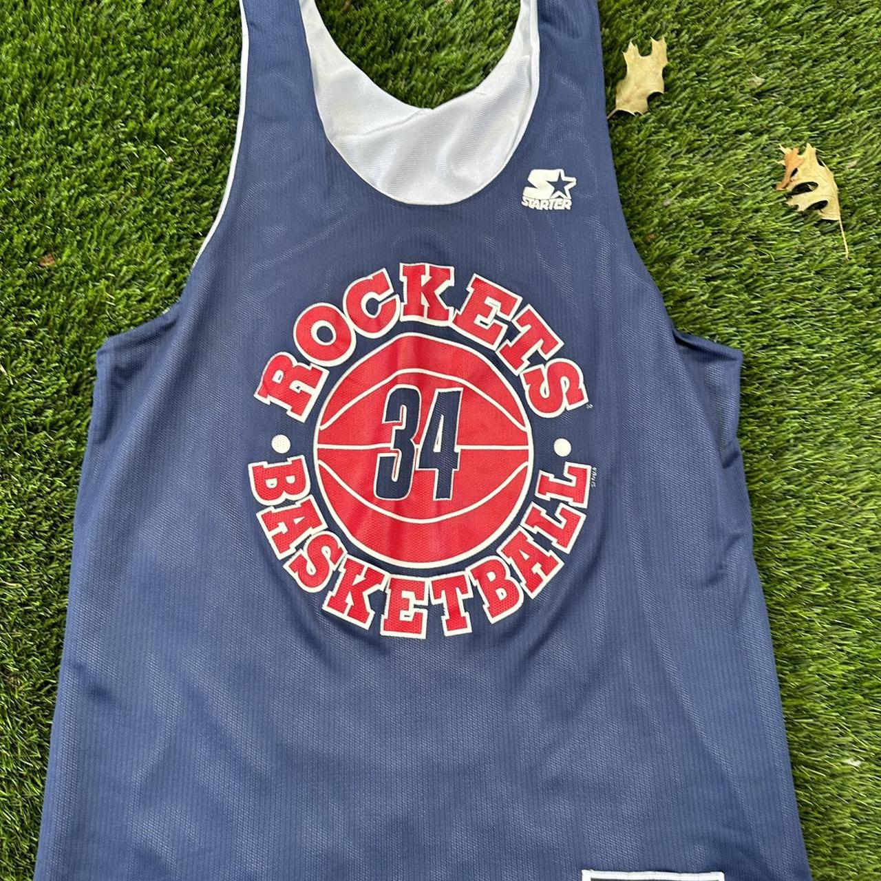 Vintage 90s Starter Houston Rockets Hakeem Olajuwon... Depop