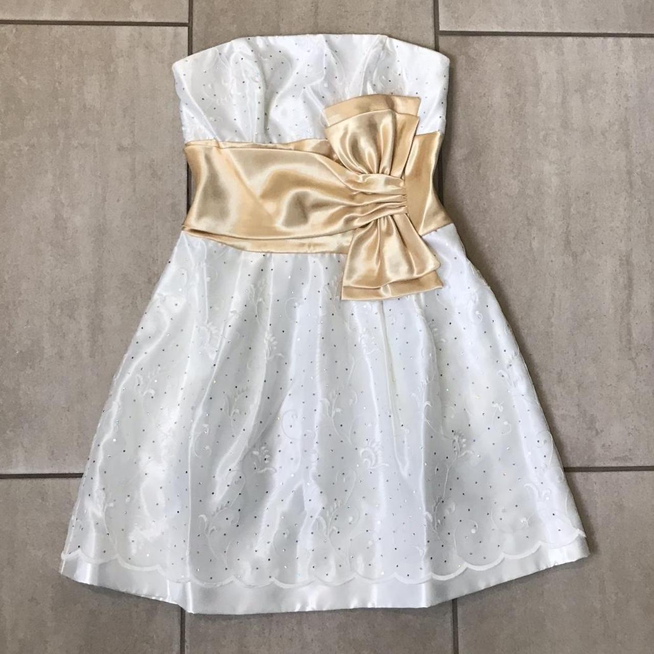 White and clearance gold dresses uk