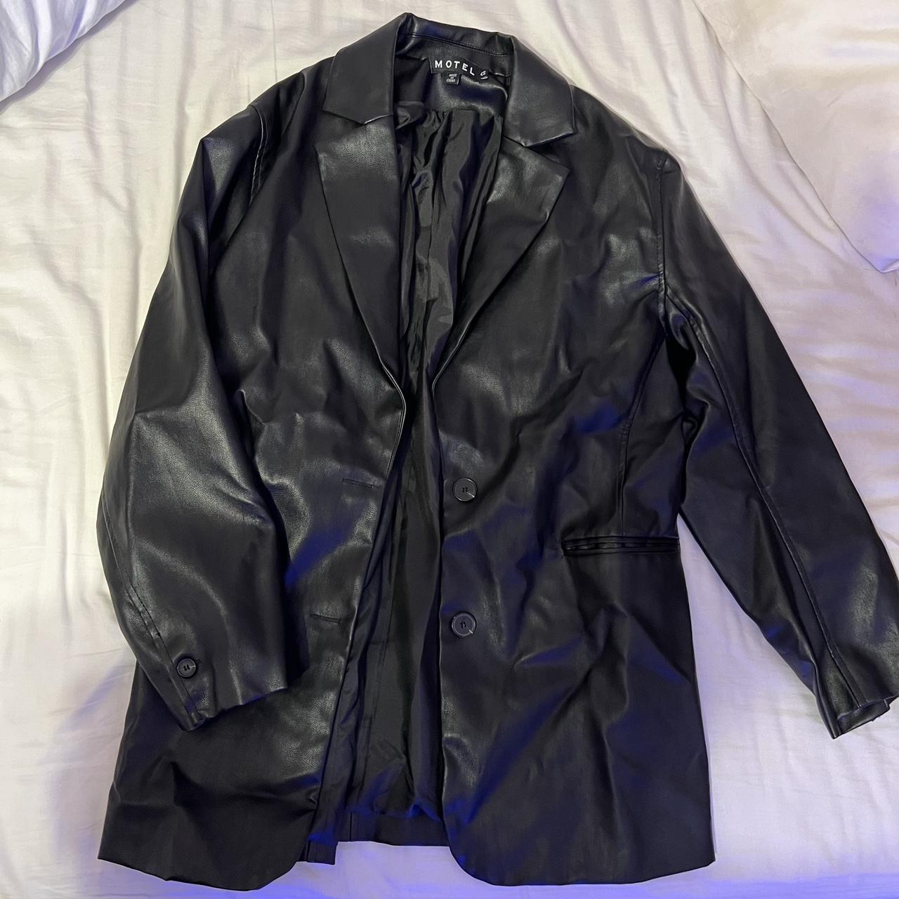 Oversized motel rocks leather jacket/blazer!🖤... Depop