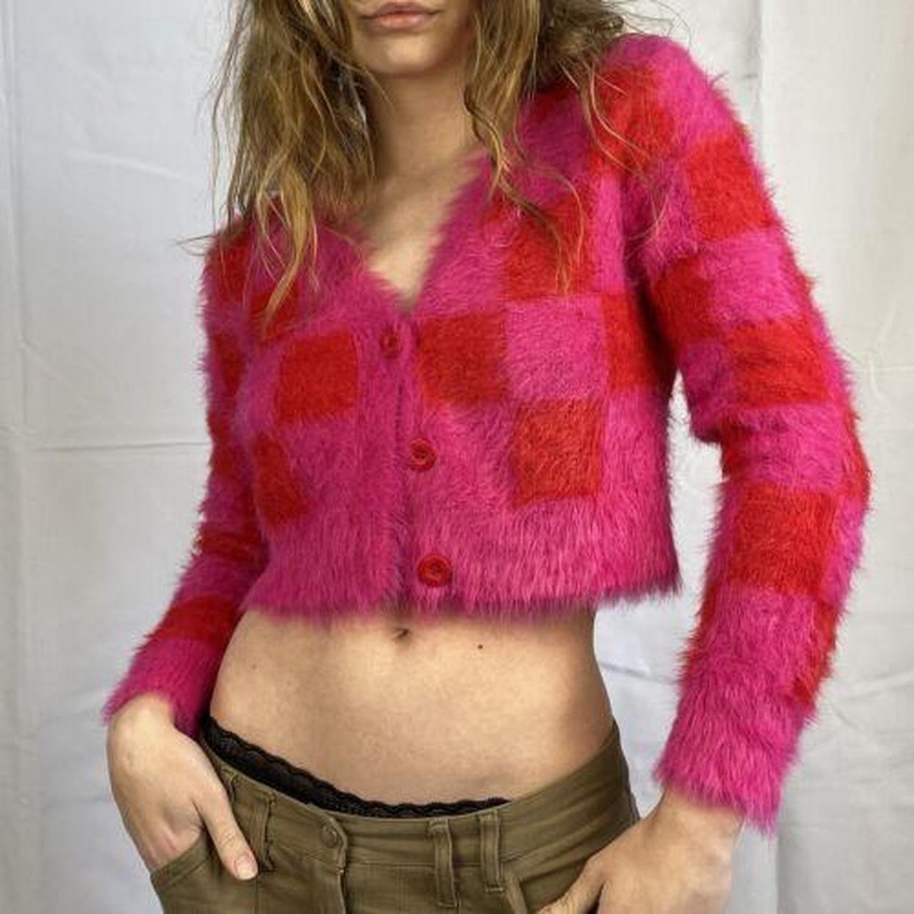 lazy oaf hot pink and red checkerboard Depop