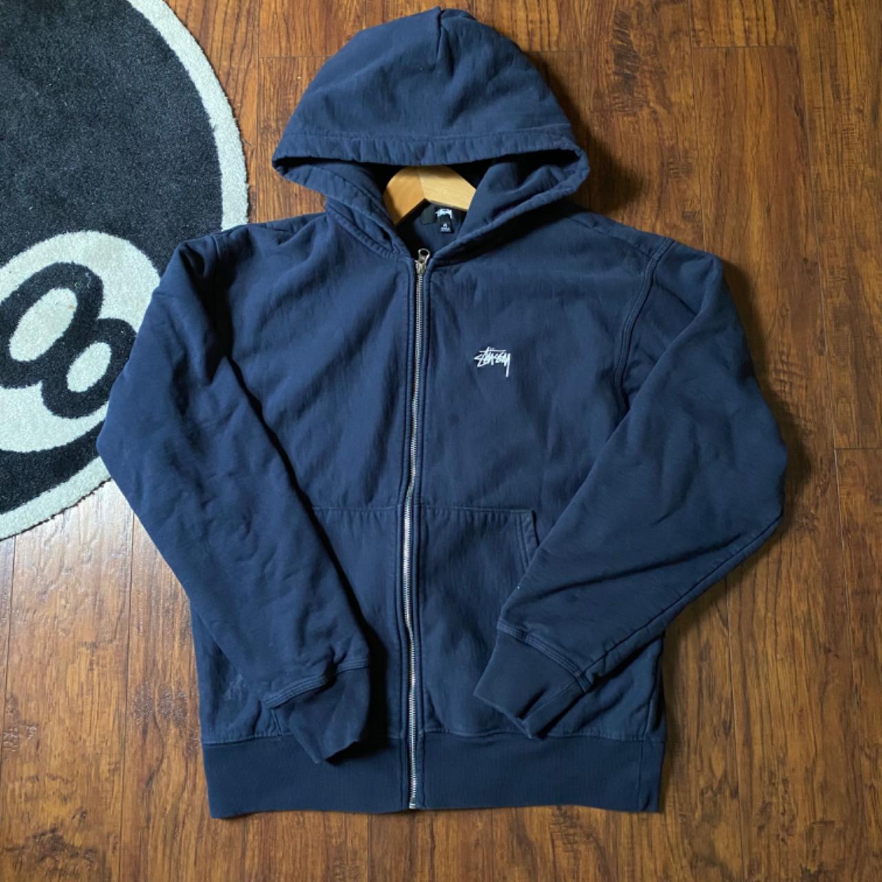 stussy navy blue zip up jacket great condition with... Depop