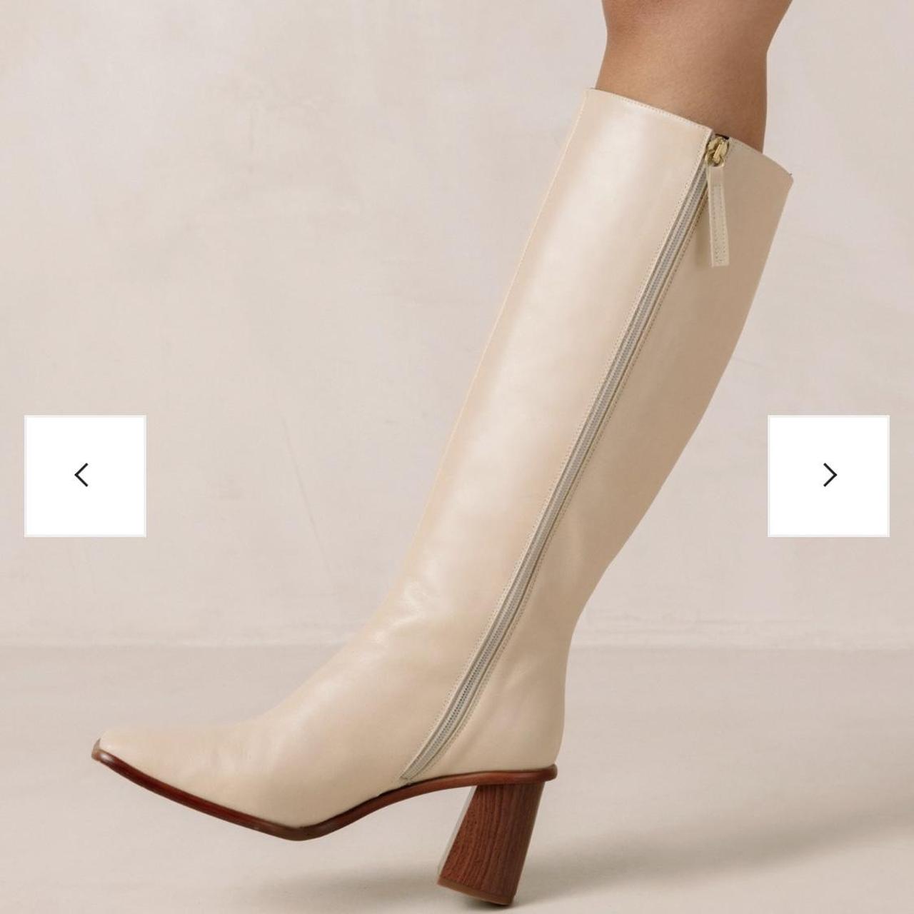 Alohas east cream knee high leather boots. Wine a... Depop
