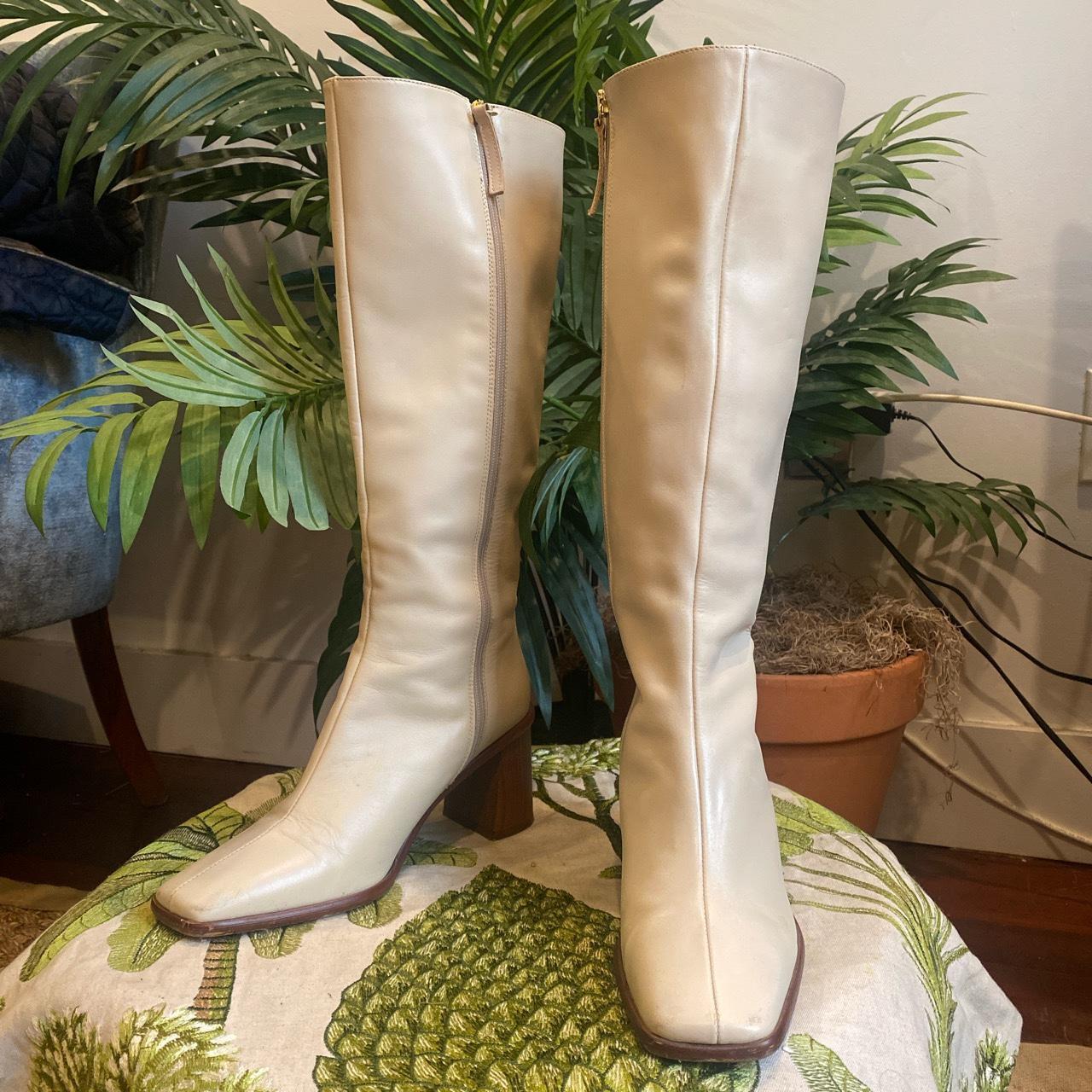 Alohas east cream knee high leather boots. Wine a... Depop