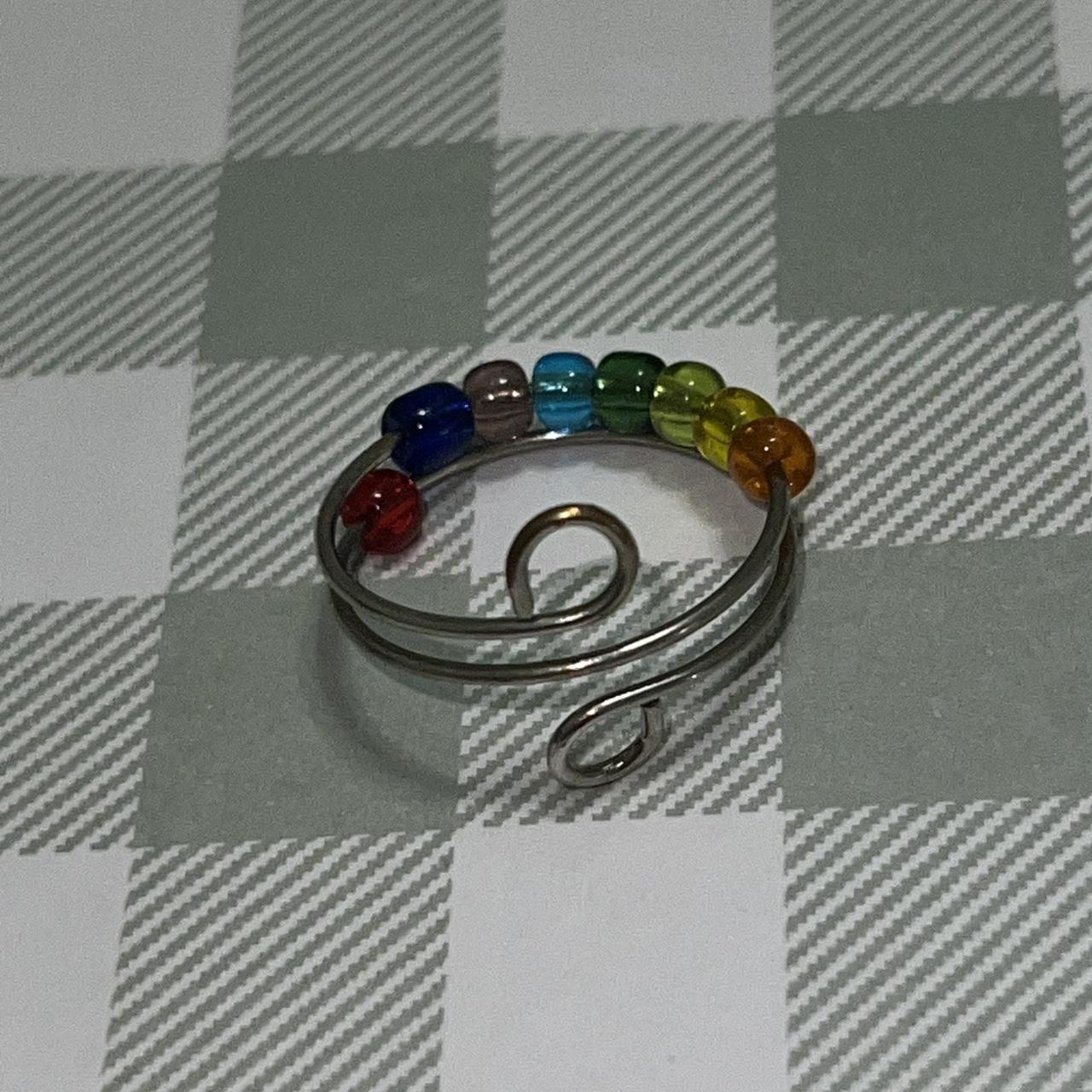 Women's Ring - Multi – Silver adjustable ring wit… - image 1