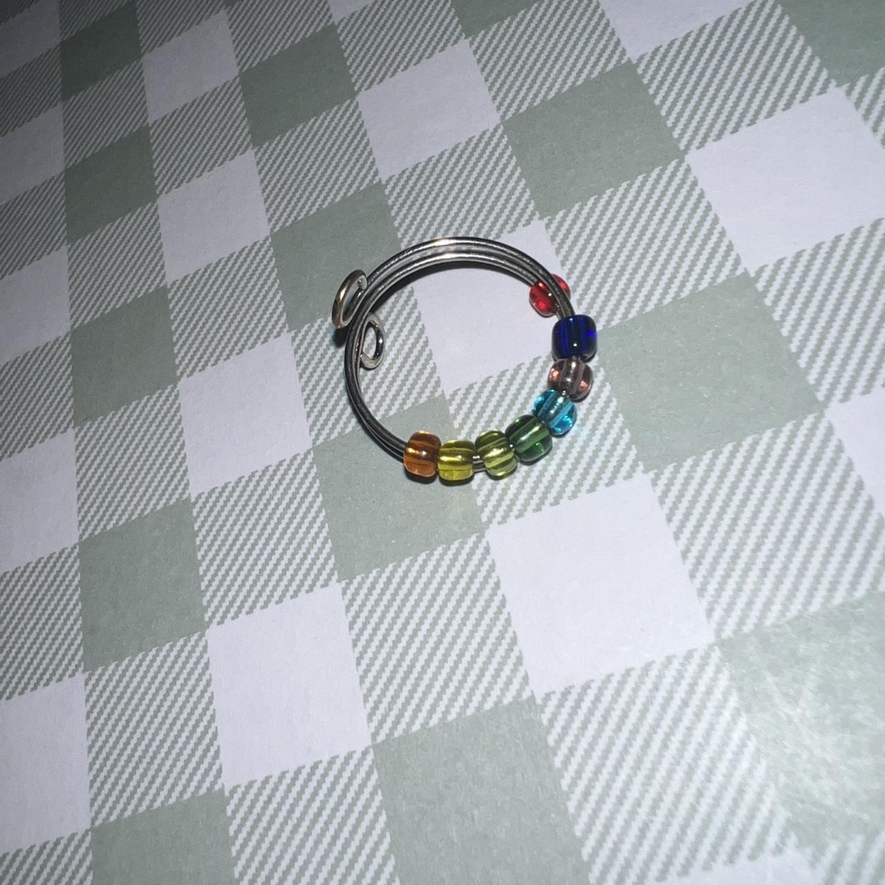 Women's Ring - Multi – Silver adjustable ring wit… - image 2