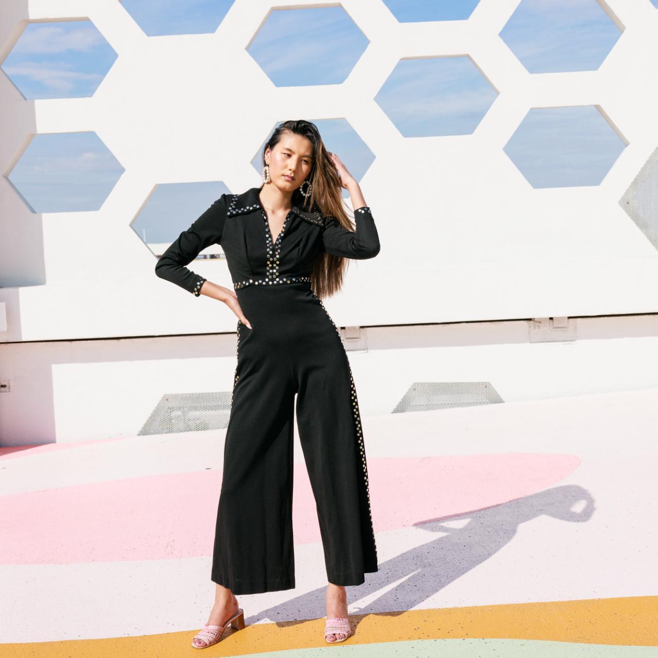 【OLD】SALSATION WEAR JUMPSUITS【USED】BLACK OLD】SALSATION WEAR JUMPSUITS【USED】BLACK unique-vintage-plus