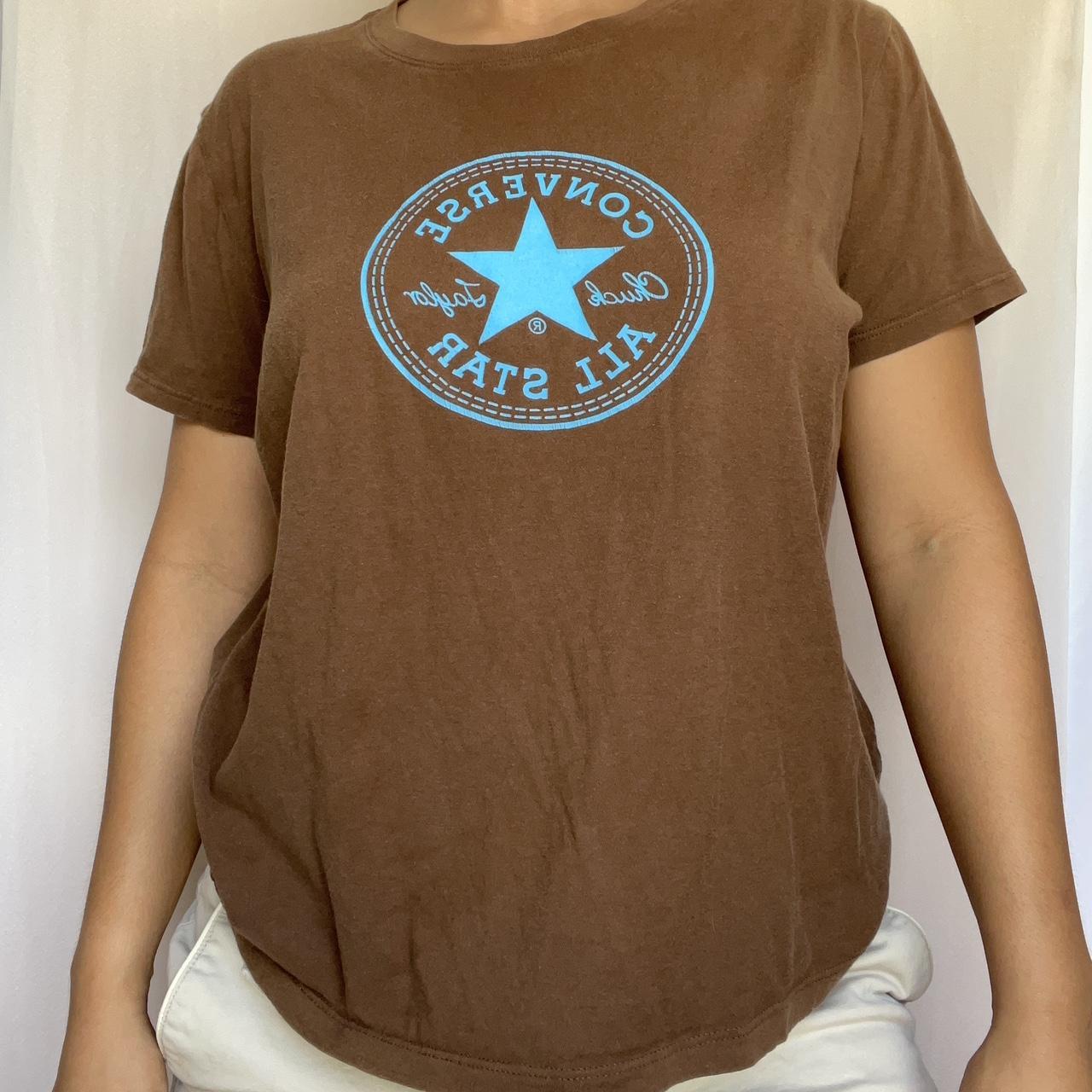 Suradam kolbøtte Vejrudsigt Y2K Brown Converse T Shirt Size: XXL, fits more... - Depop