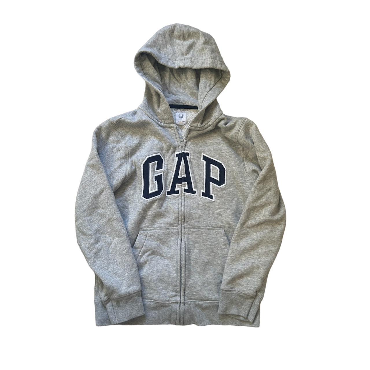 ️GRAY GAP ZIP UP HOODIE ️ -size large in kids (can... - Depop