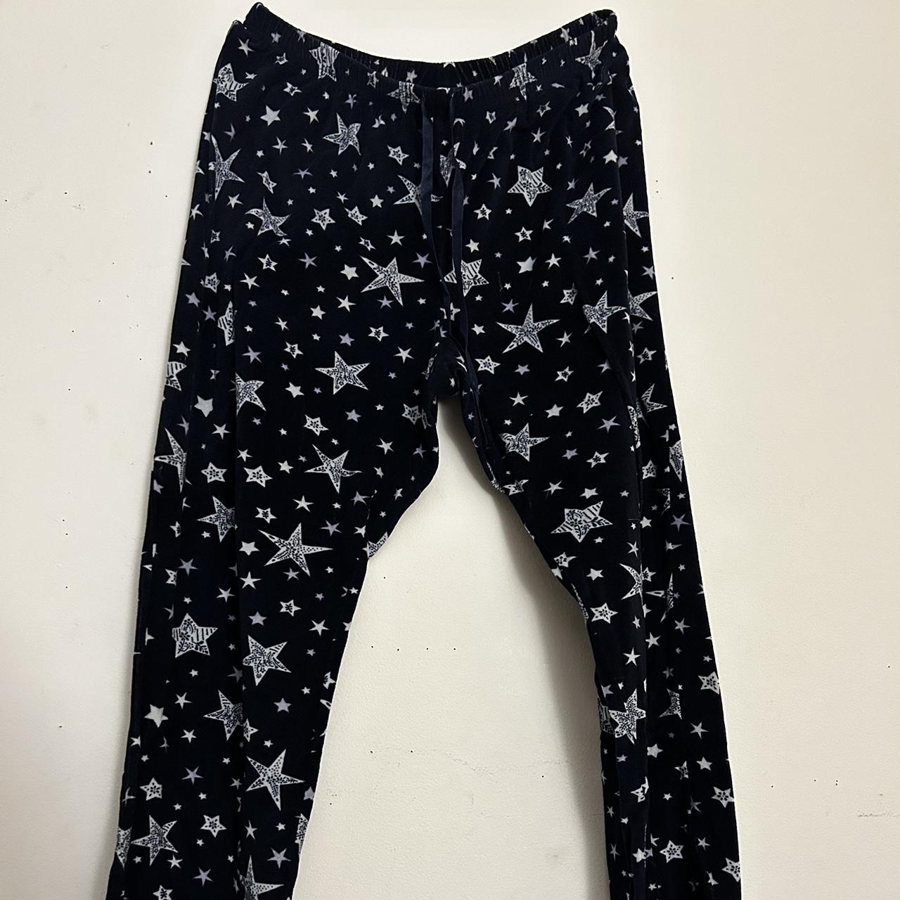 navy with white stars fleece pj pants - Depop