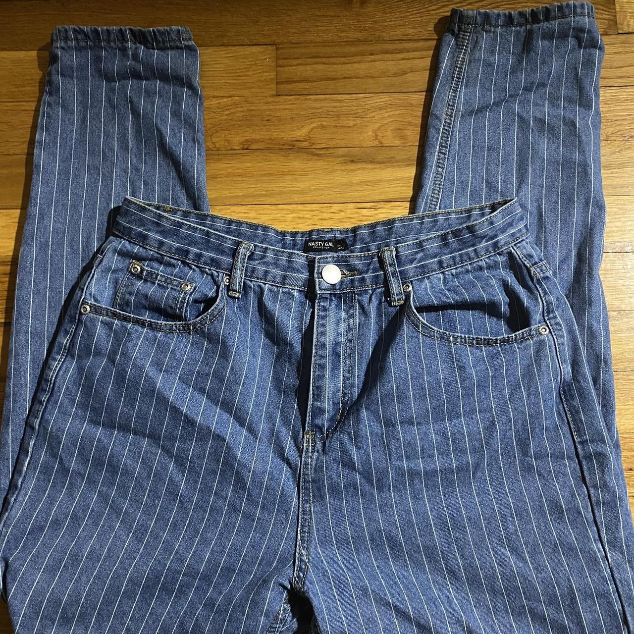 Blue and white sales pinstripe jeans