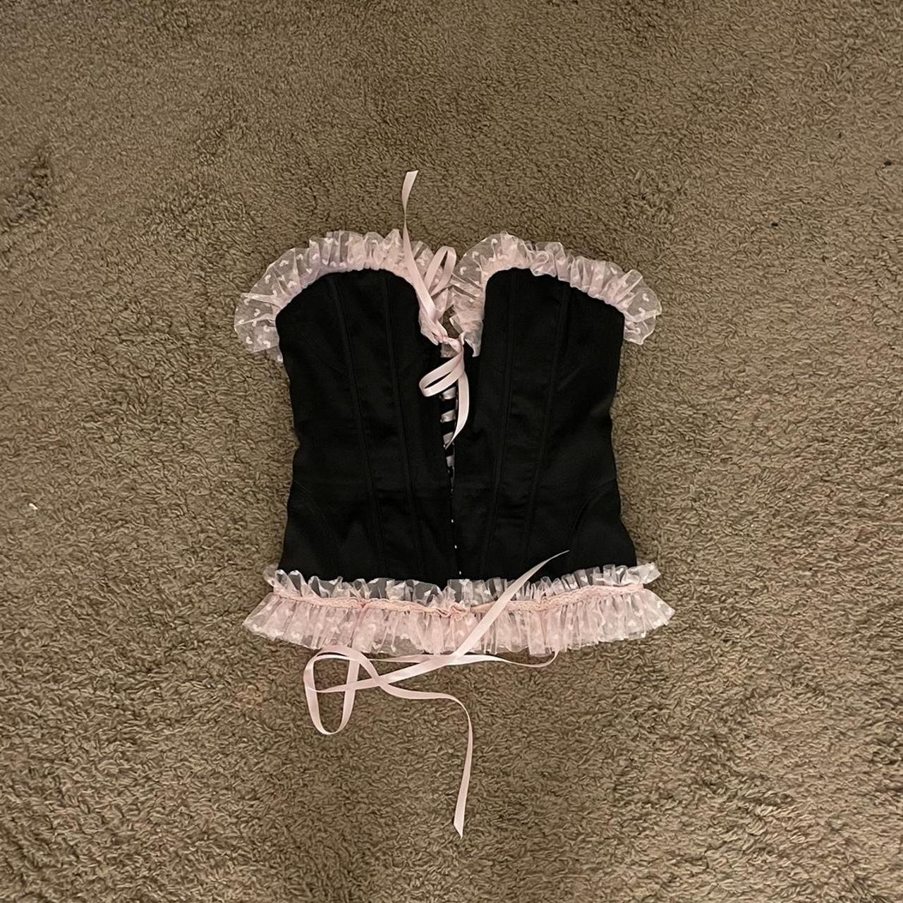 REPOP Sugar Thrillz Coquette Lace Up Pink and Black - Depop