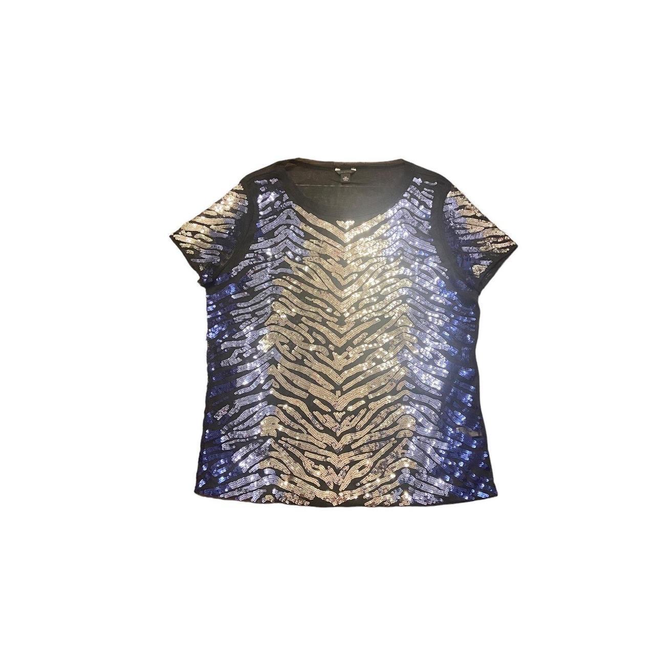 Cache Women's Blouse - Black/Silver - M – Cache Z… - image 1