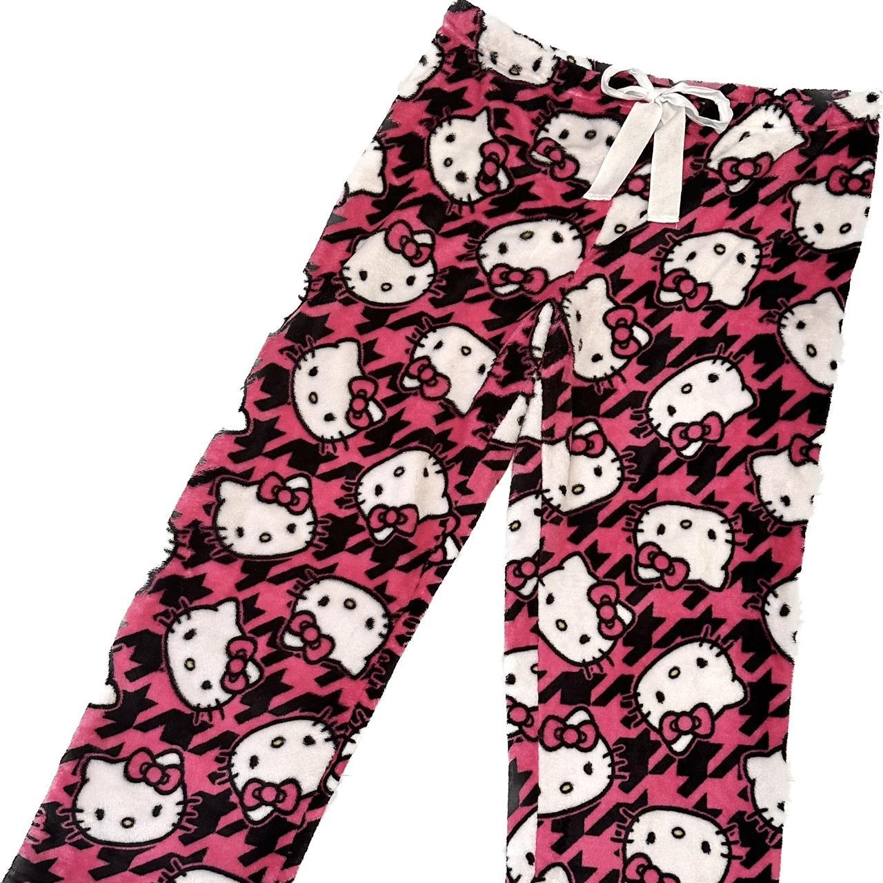 Hello Kitty Women S Pink And Black Pajamas Depop