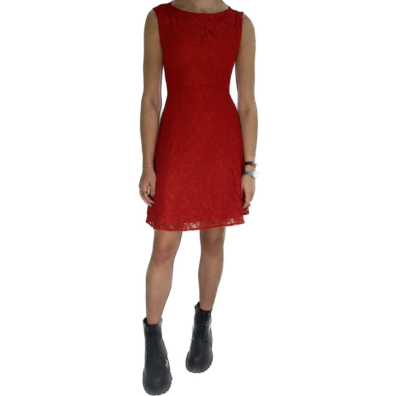 French connection red shop lace dress