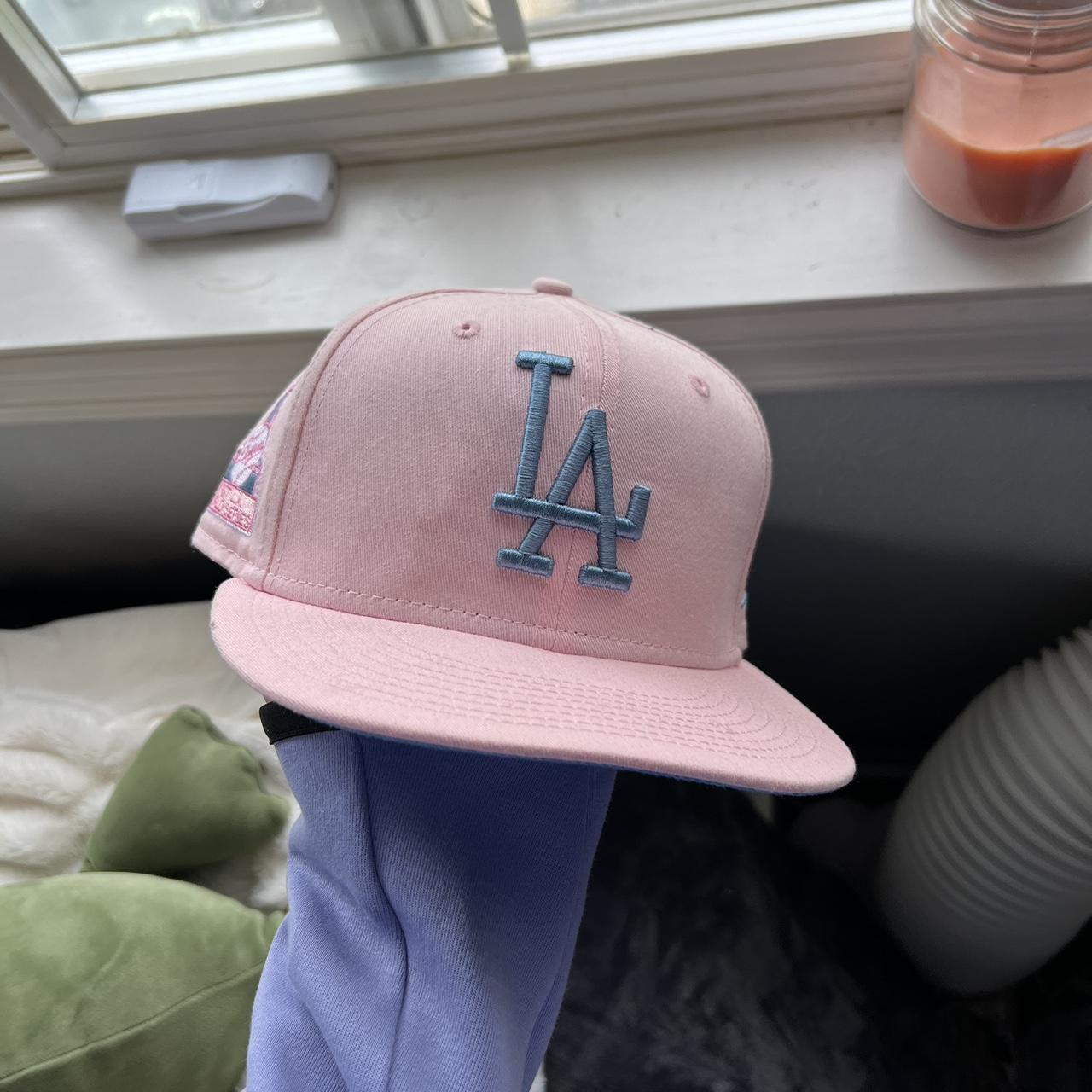 WORN ONCE Pink LA Dodgers Fitted Hat Size: 7 3/8 DM - Depop