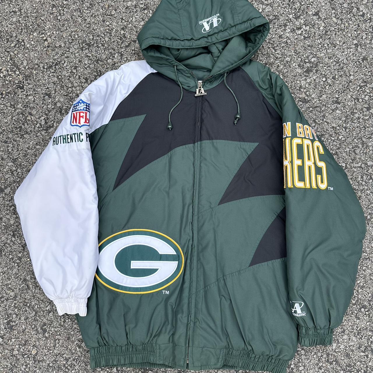 Vintage 90s Logo Athletic Splash Green Bay Packers Puffer