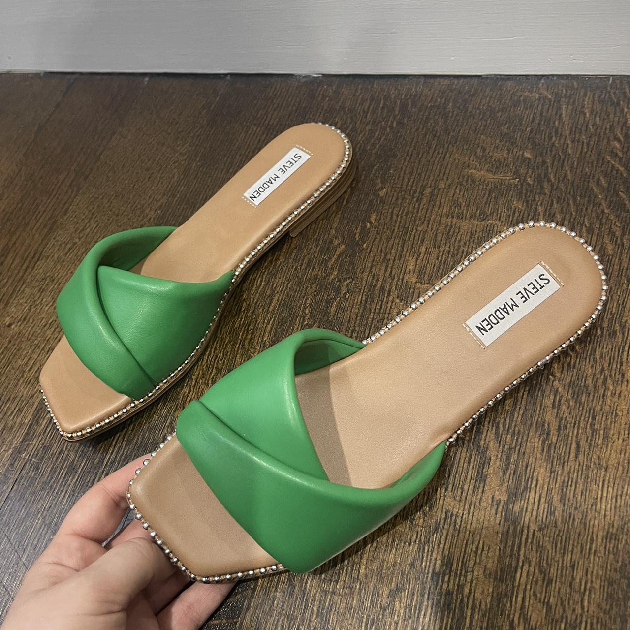 Green Steve Madden slides! Only worn once and in... - Depop