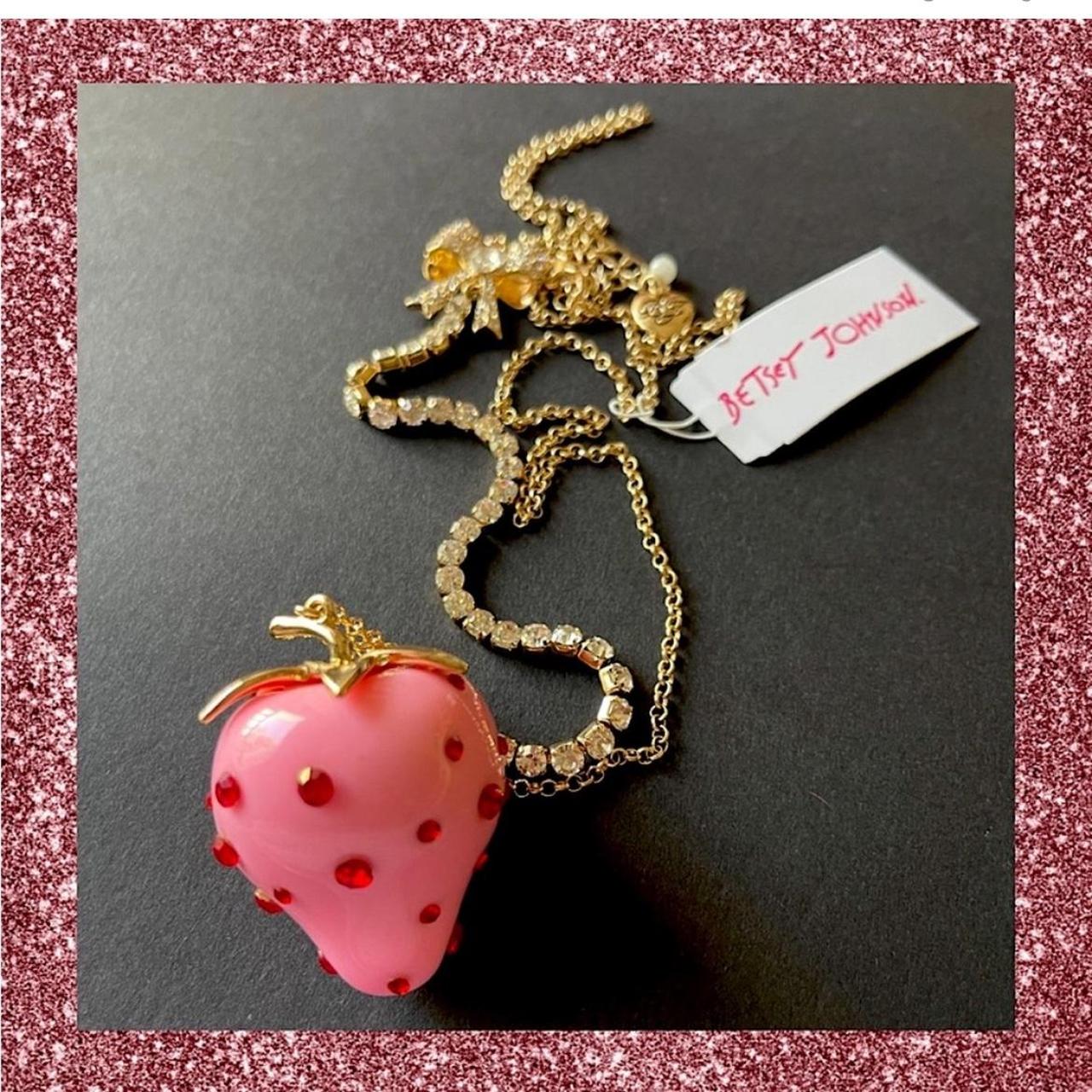 Betsey Johnson Strawberry Statement Necklace Pink