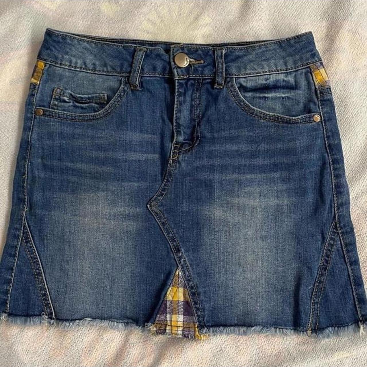 Dollhouse denim plaid skirt fits small message me... Depop