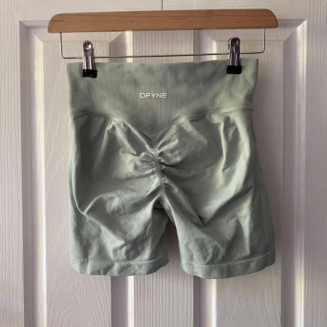 dfyne-gym-shorts-good-condition-sage-green-depop