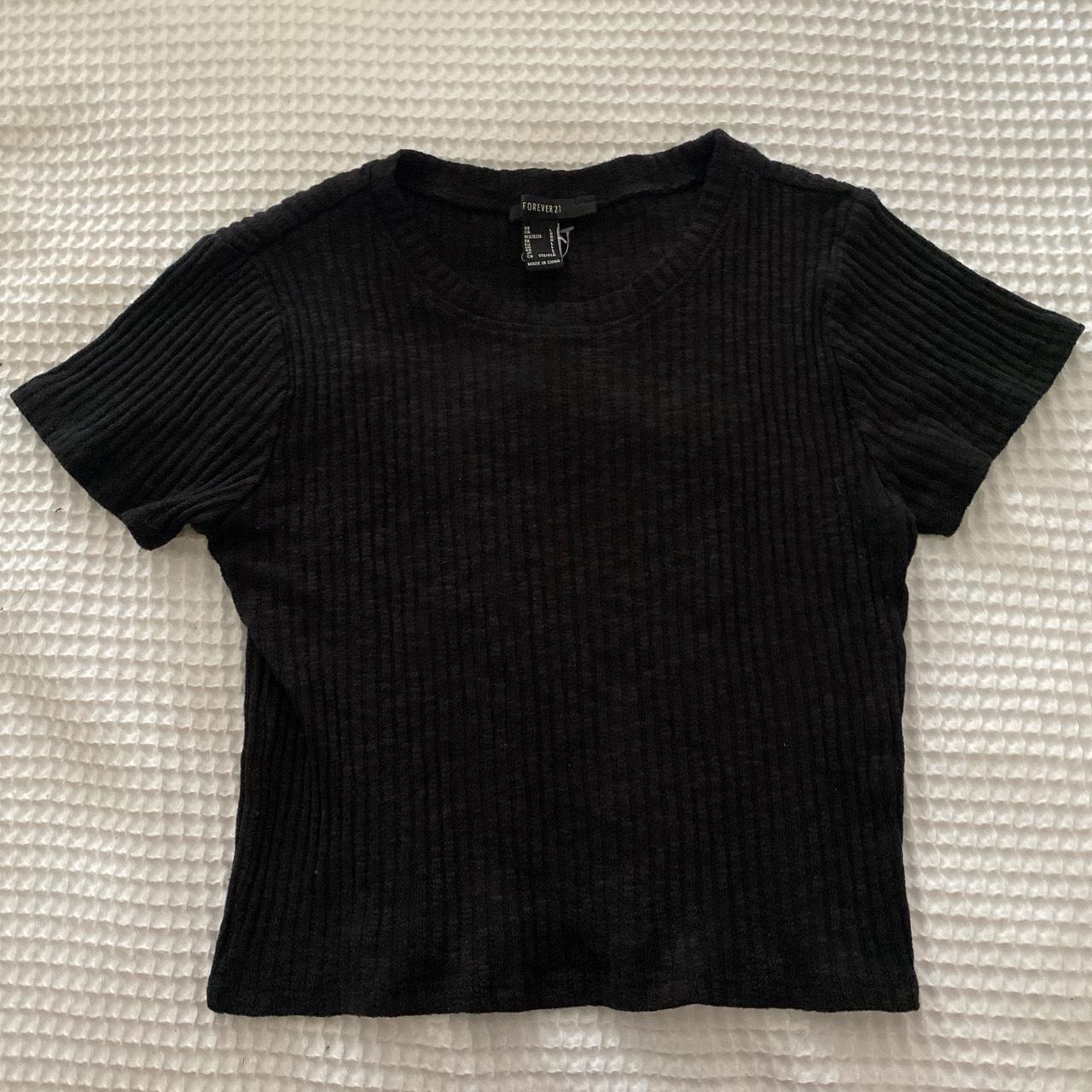 black fitted textured tee - in good condition -... - Depop