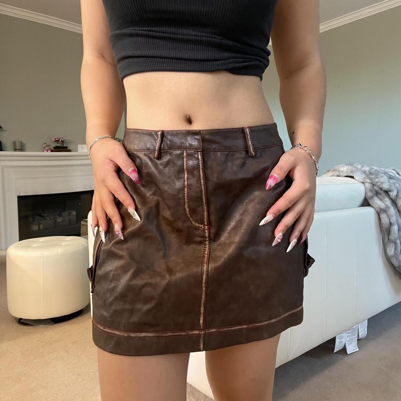 Princess Polly Tanza Faux Leather Mini Skirt Depop