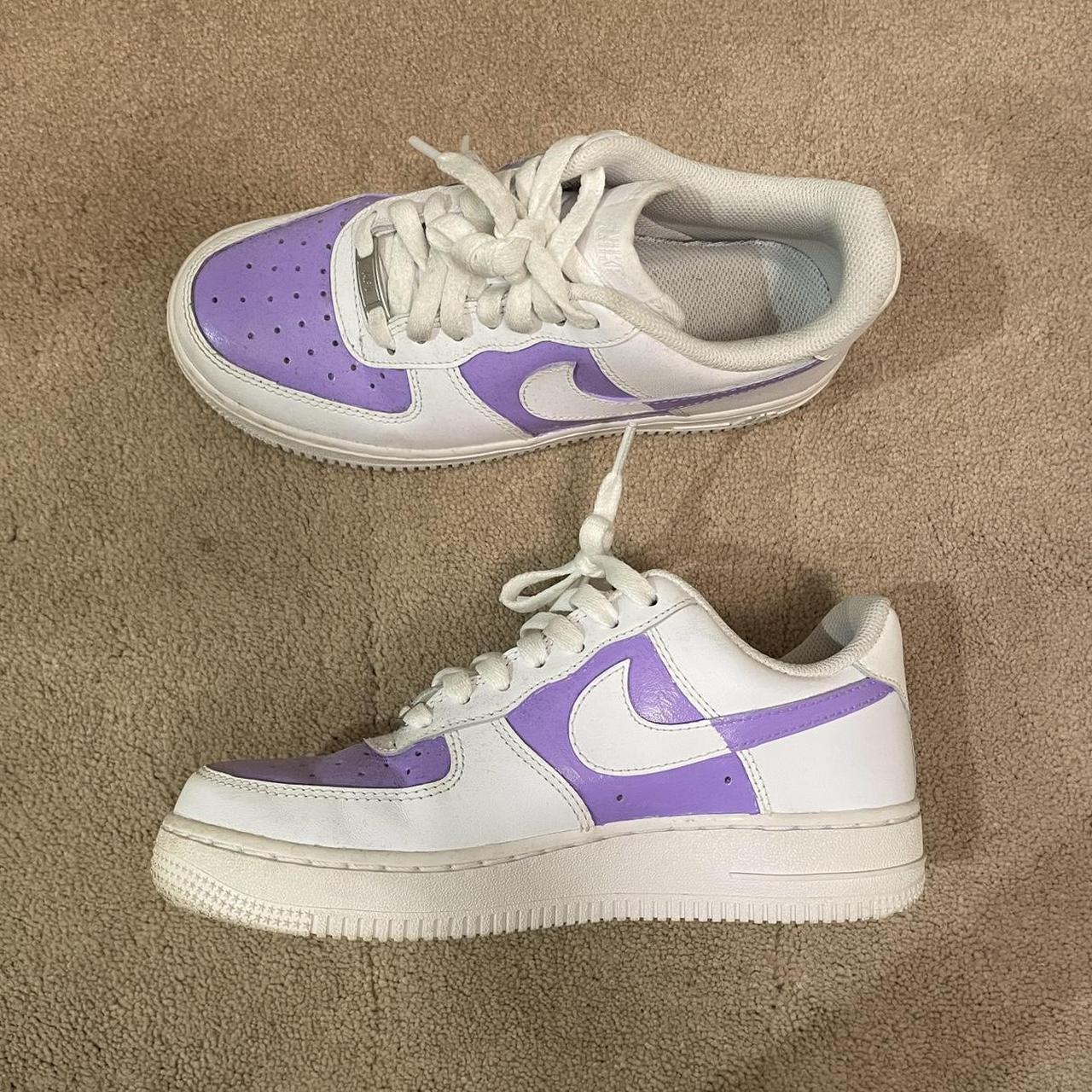 Custom Hand Painted Bright Pastel Purple Nike. Depop