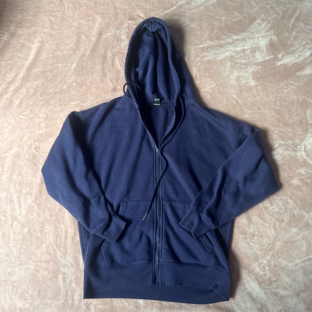 y2k navy blue baggy zip up hoodie -size S- jacket is... - Depop