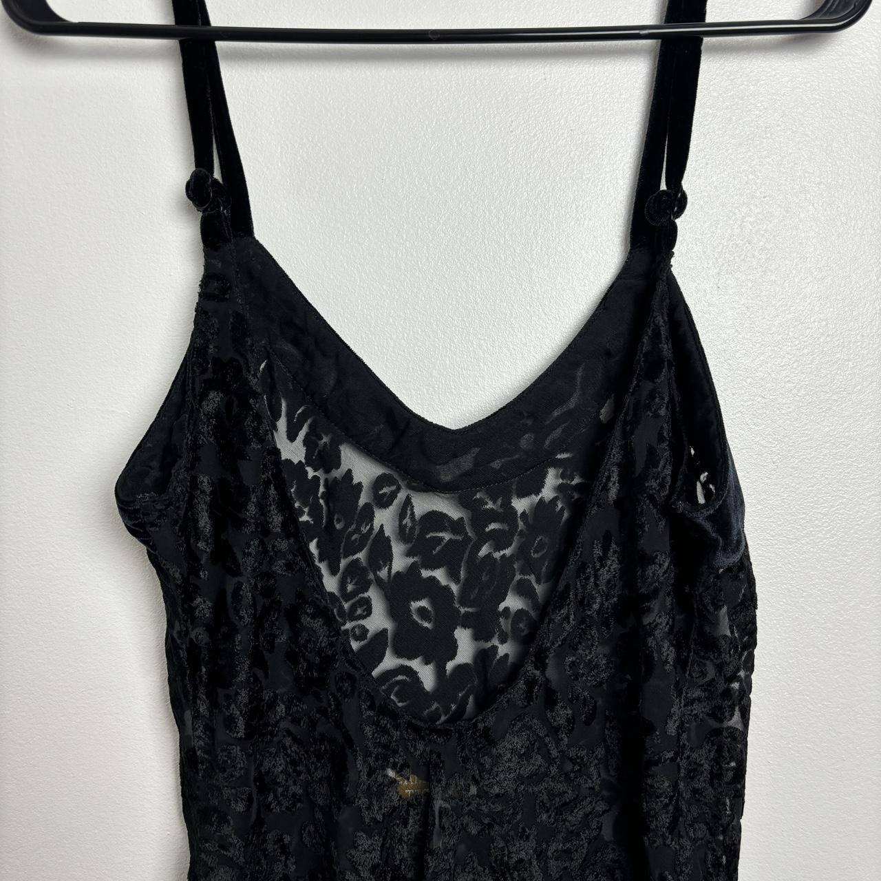 Vintage Victoria Secret Gold Label Black Velvet Lace... - Depop