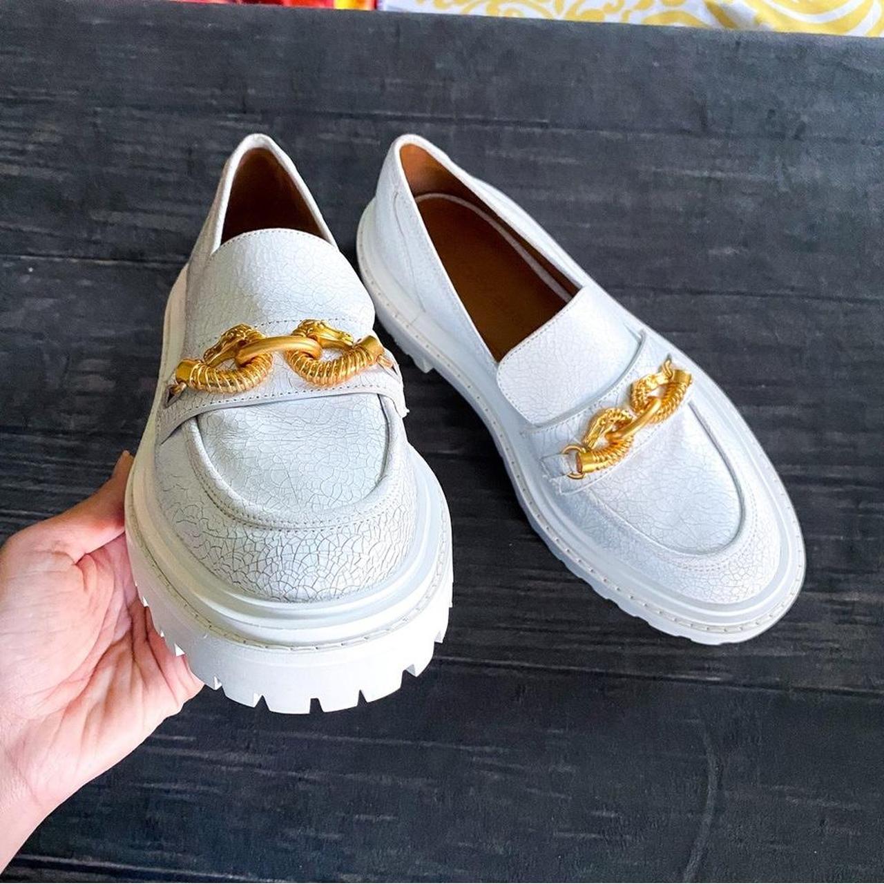 TORY BURCH Jessa Lug Sole Loafer Color: White... - Depop