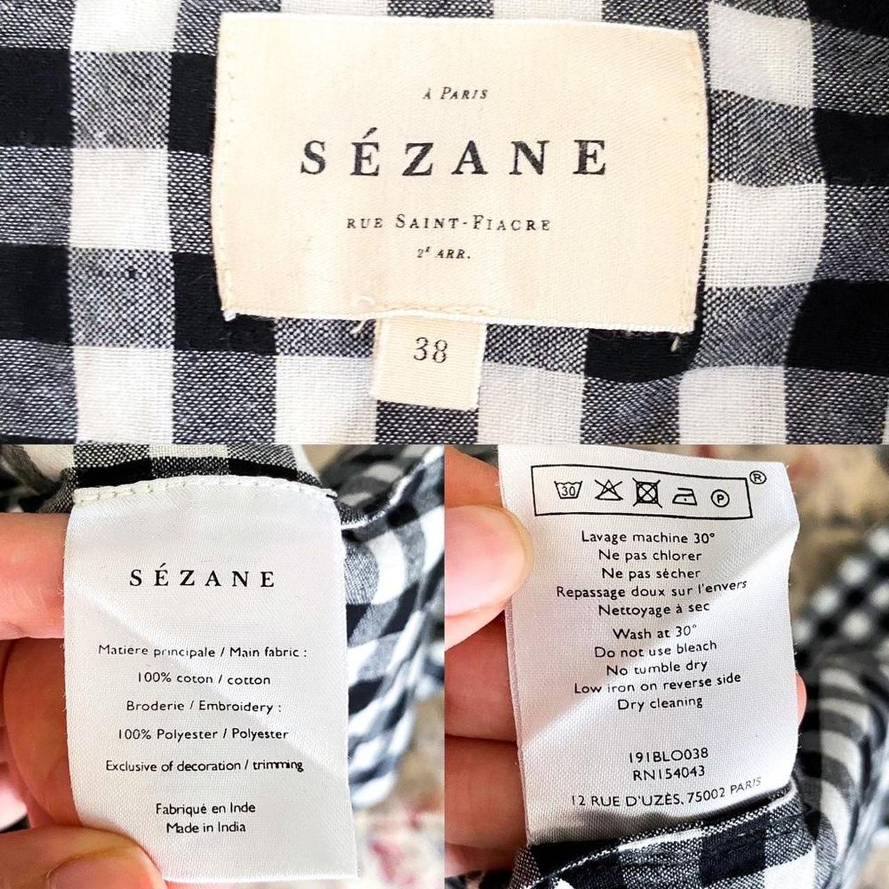 Sézane Women's Black and White Blouse (2)