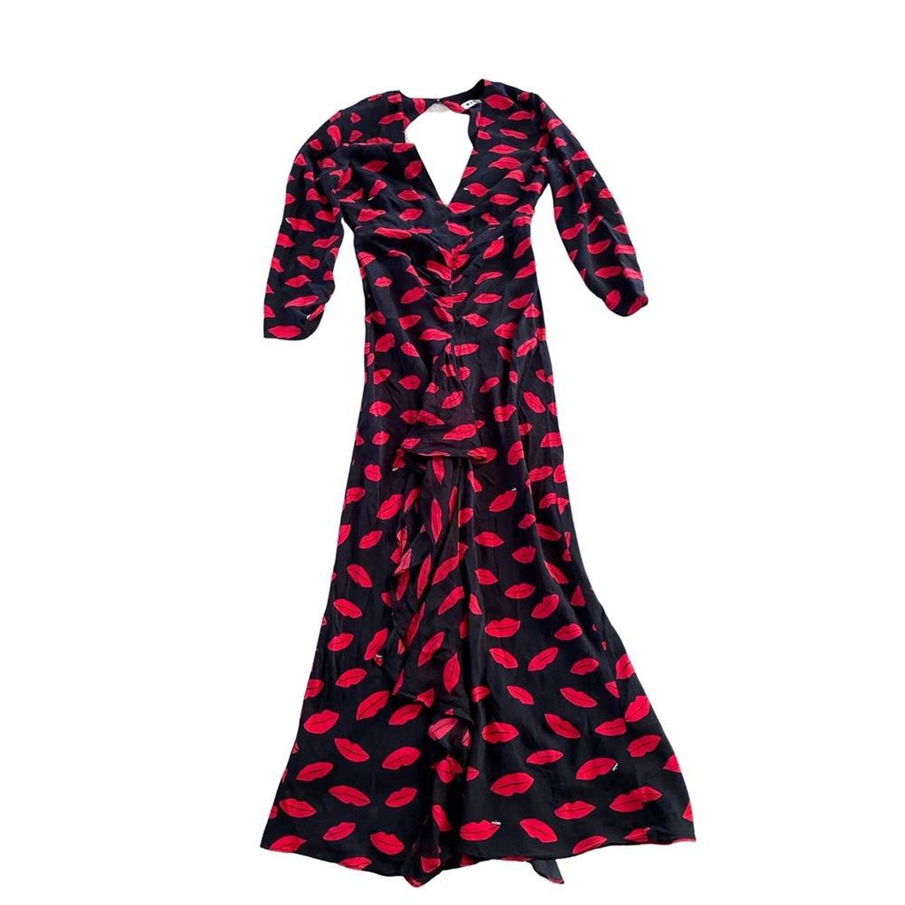 RIXO Rose Kiss Dress Color Lips Print Size XS