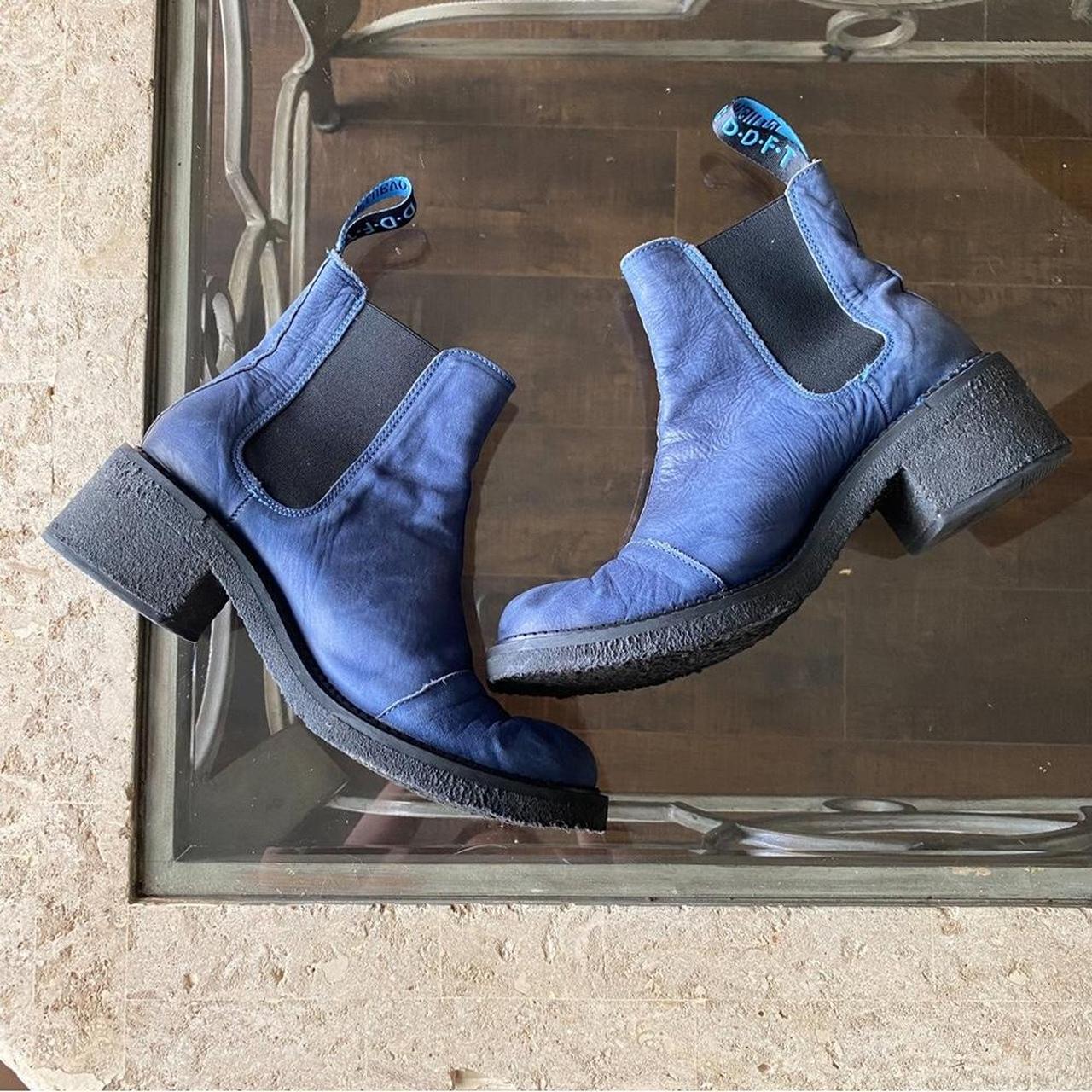 fluevog blue boots